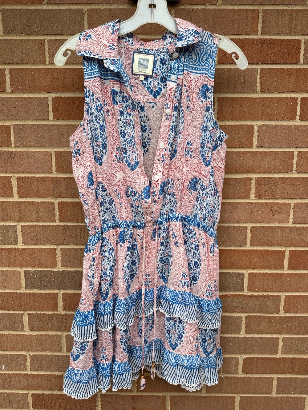 Alicia Bell Paisley Tie Drawstring Waist Silk Blend Mini Dress Size Medium